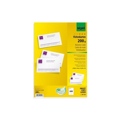Sigel SIGEL Visitenkarten 85x55mm DP939 weiss, 200g doppels. 600 Stück  