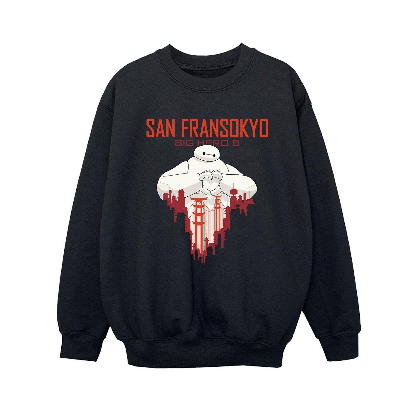 Image of Big Hero 6 Baymax San Fransokyo Heart Sweatshirt Unisex Schwarz 104