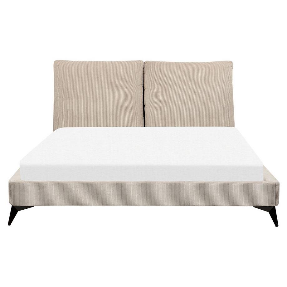 Beliani Lit avec sommier en Velours côtelé Scandinave MELLE  