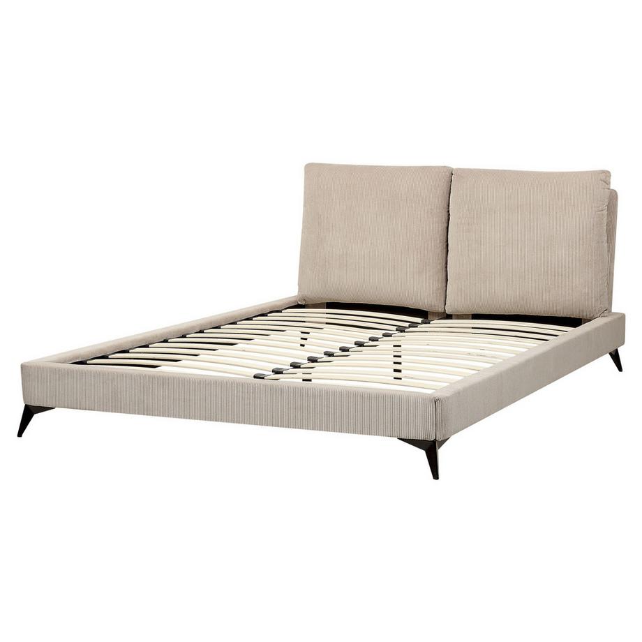 Beliani Lit avec sommier en Velours côtelé Scandinave MELLE  