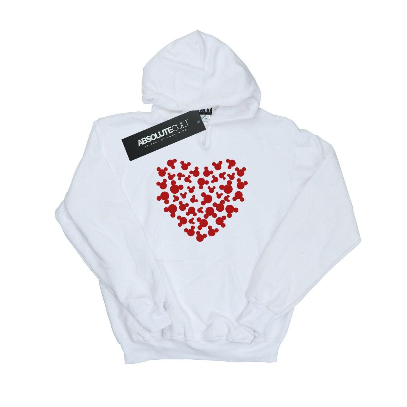Image of Mickey Mouse Heart Silhouette Kapuzenpullover Damen Weiss L