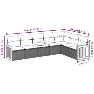 VidaXL Ensemble de canapés de jardin rotin synthétique  