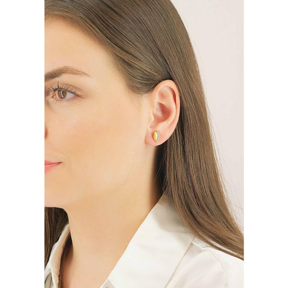 MUAU Schmuck  Clous d'oreilles bicolores or jaune/blanc 750 diamant 0.06ct. 10x6mm 