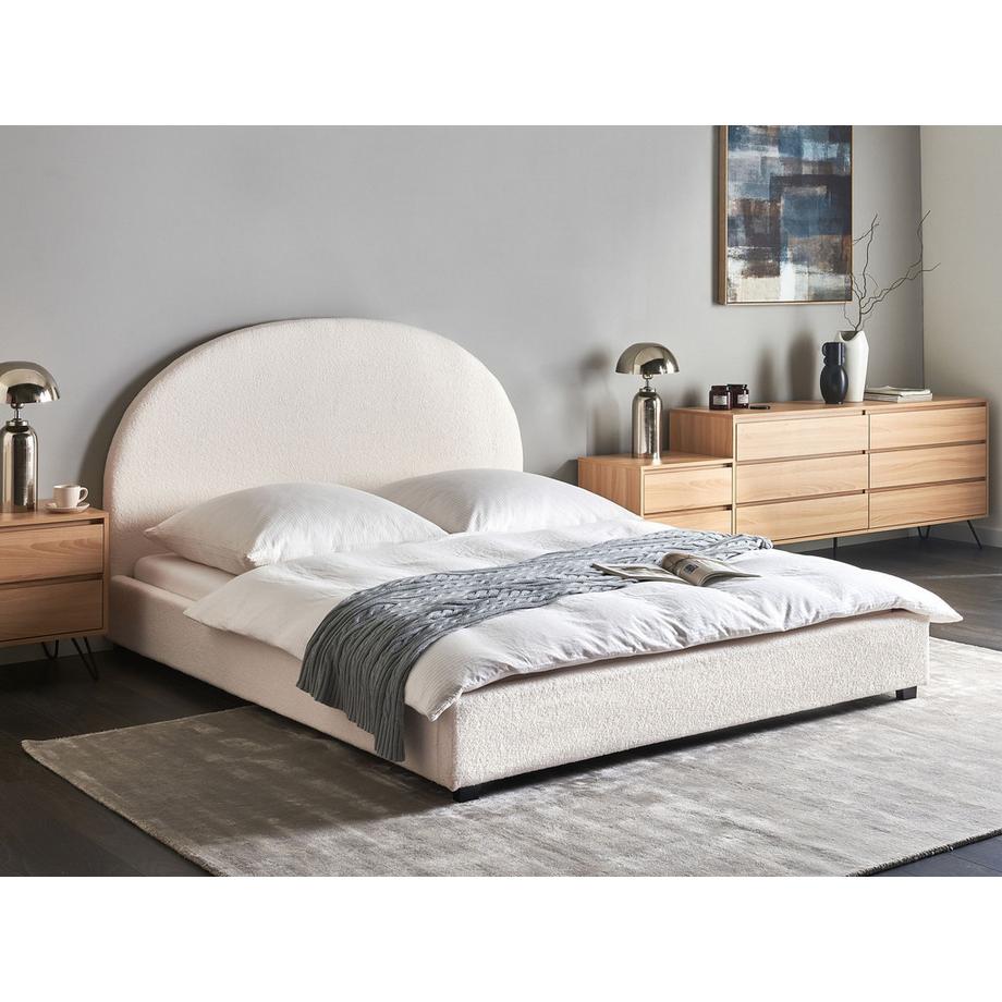 Beliani Lit avec sommier en Bouclé Rétro VAUCLUSE  