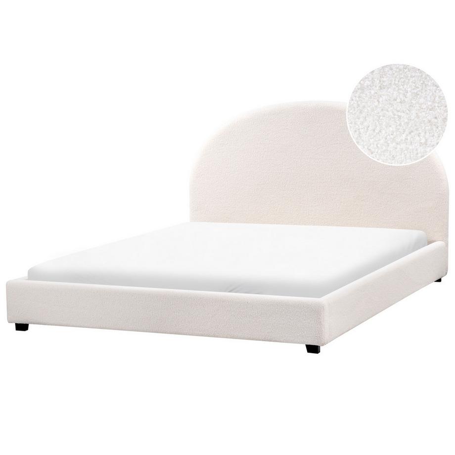 Beliani Lit avec sommier en Bouclé Rétro VAUCLUSE  