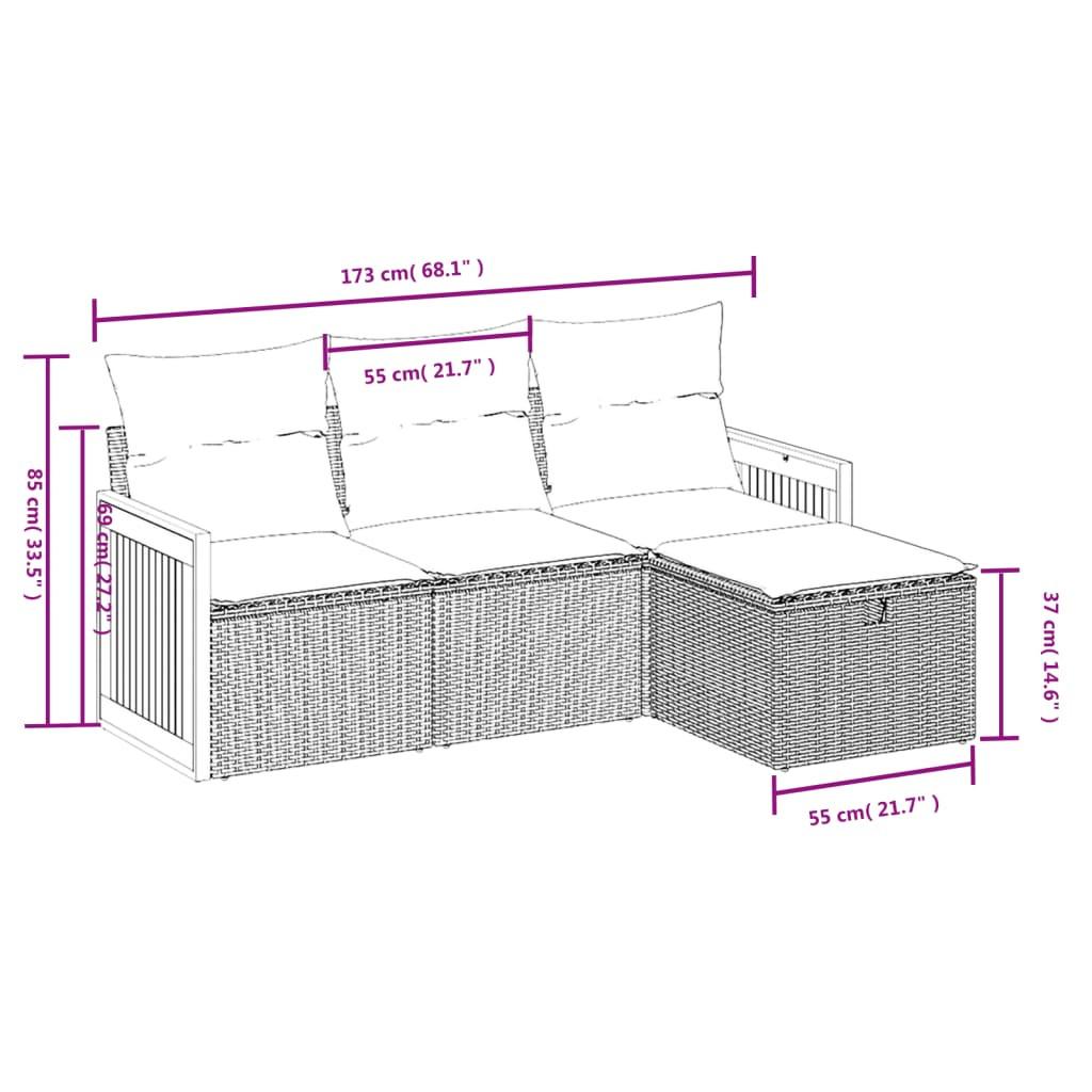 VidaXL set divano da giardino Polirattan  