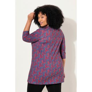 Ulla Popken  Longshirt, Batikmuster, A-Linie, V-Ausschnitt, 3/4-Arm 