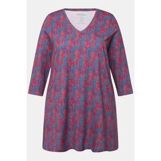 Ulla Popken  Longshirt, Batikmuster, A-Linie, V-Ausschnitt, 3/4-Arm 