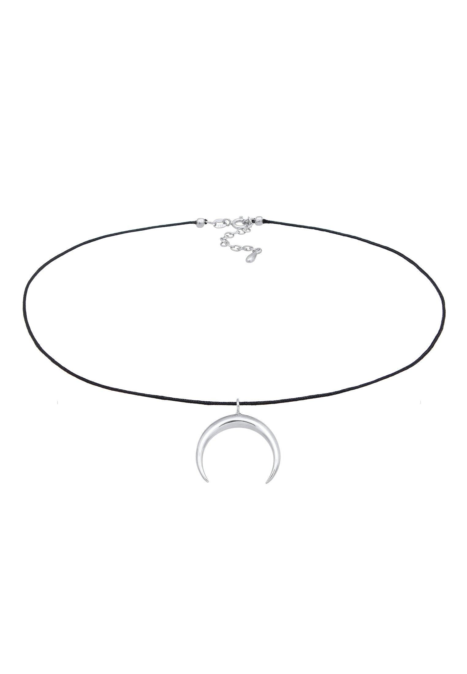 Image of Halskette Choker Nylon Halbmond Sichel 925 Silber Unisex Silber 36cm