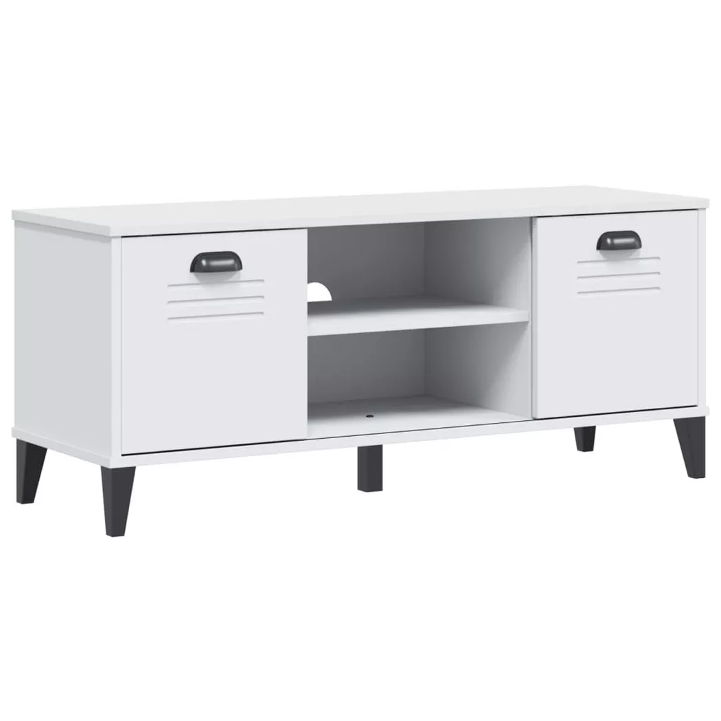 Banc à chaussures VIKEN blanc 106x35x45 cm bois massif de pin