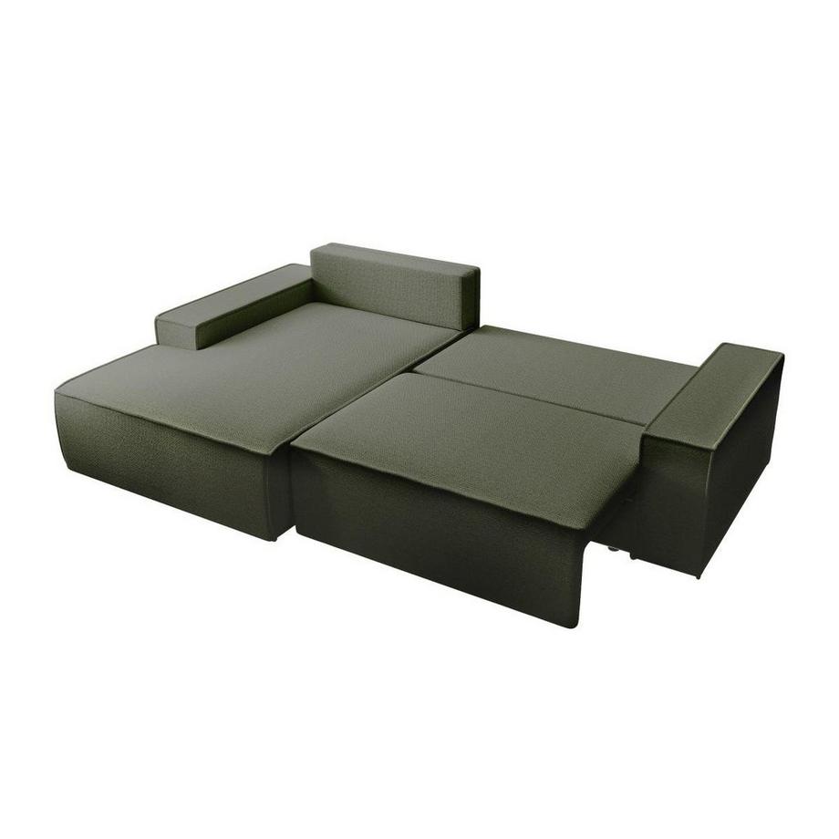 Vente-unique Canapé d'angle gauche convertible en tissu texturé vert AMELIA  