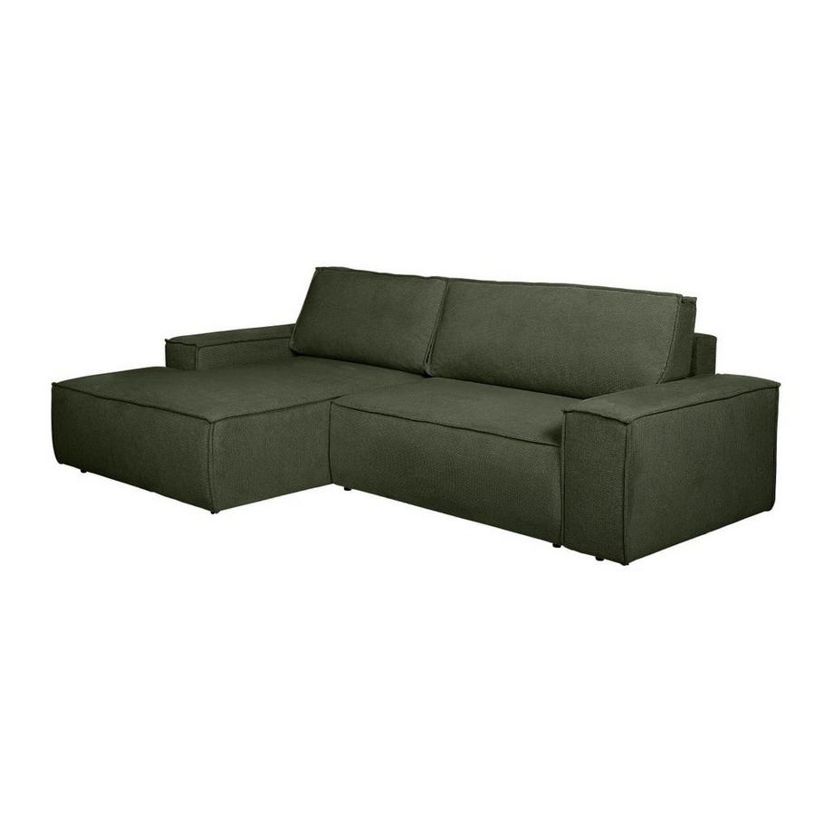 Vente-unique Canapé d'angle gauche convertible en tissu texturé vert AMELIA  