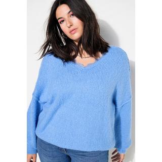 Studio Untold  Pullover, V-Ausschnitt mit Spitze, weiter Langarm 