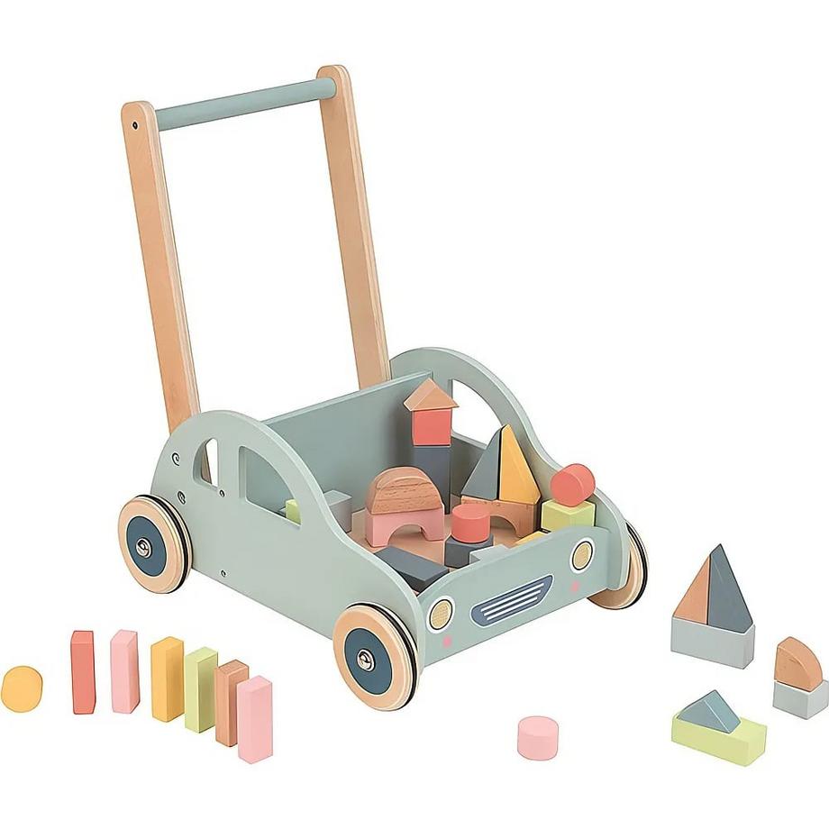 Spielba Holzspielwaren  Baby Walker Auto mit Bauklötze 