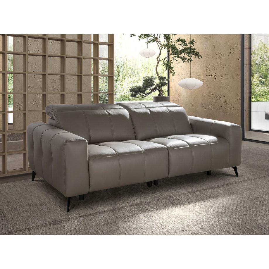 ANGEL CERDA Divano relax a 3 posti in pelle grigia  