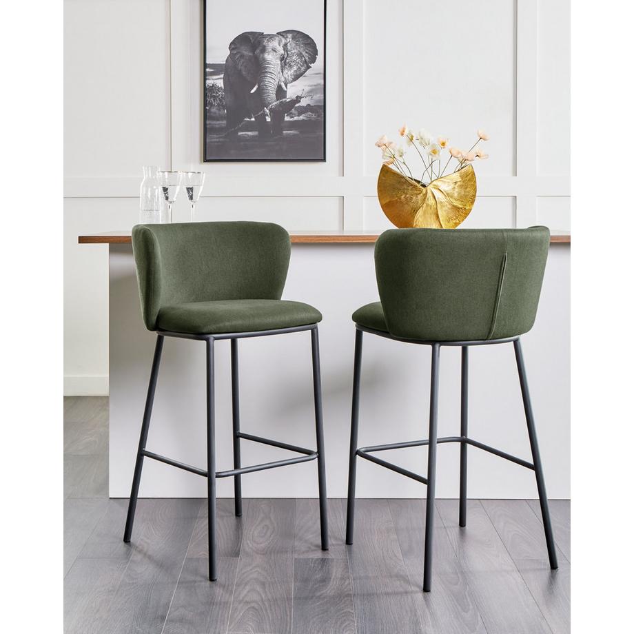 Beliani Set mit 2 Barstühlen aus Stoff Modern MINA  