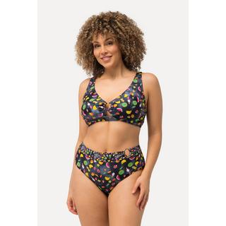 Ulla Popken  Bikini avec anneaux fantaisie, bonnets souples. Matière recyclée dans un joli imprimé fruits. 