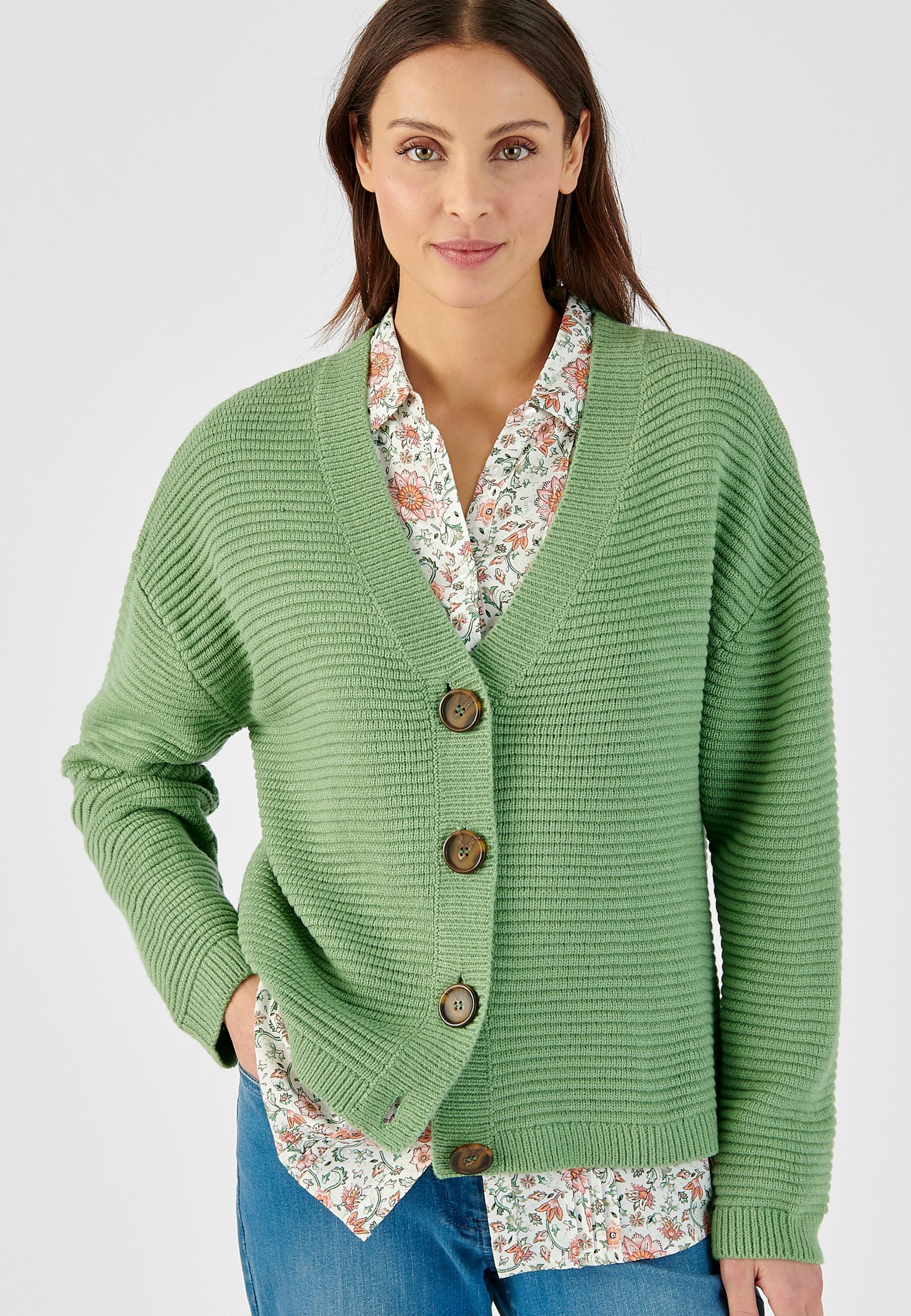 Image of Jacke Aus Ottomanstrick. Damen Grün 54/56