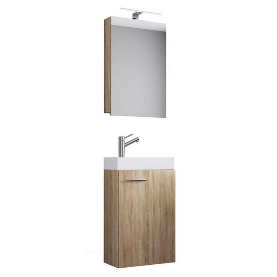 3-tlg Badmöbel Set Gäste WC Gästebad Waschplatz Waschtisch klein schmal Slito SC