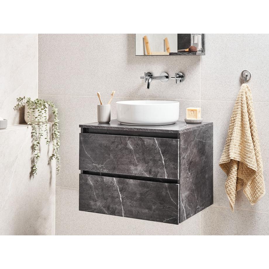 Beliani Mobile lavabo a parete en Pannello di particelle a media densità (MDP) Moderno SERRA  