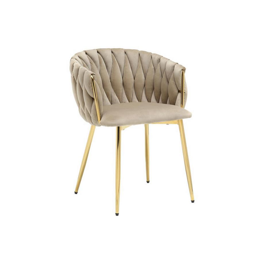 Vente-unique Set mit 6 Stühlen aus Samt & goldenem Metall - Beige - ELEGANO  