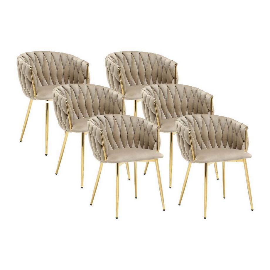 Vente-unique Set mit 6 Stühlen aus Samt & goldenem Metall - Beige - ELEGANO  