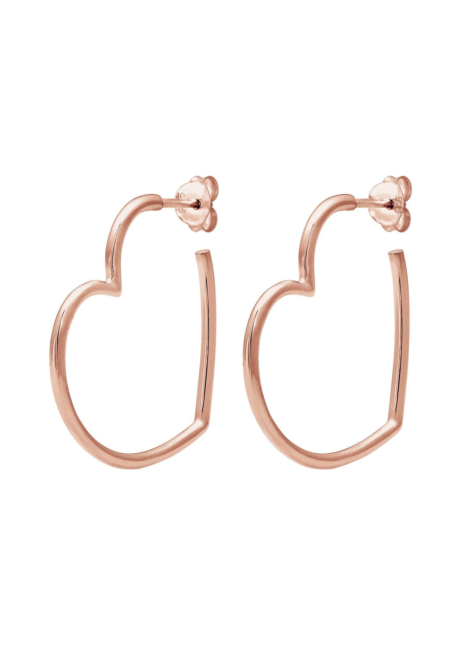 Image of Ohrringe Creolen Herz Liebe Filigran Damen Goldrosa ONE SIZE