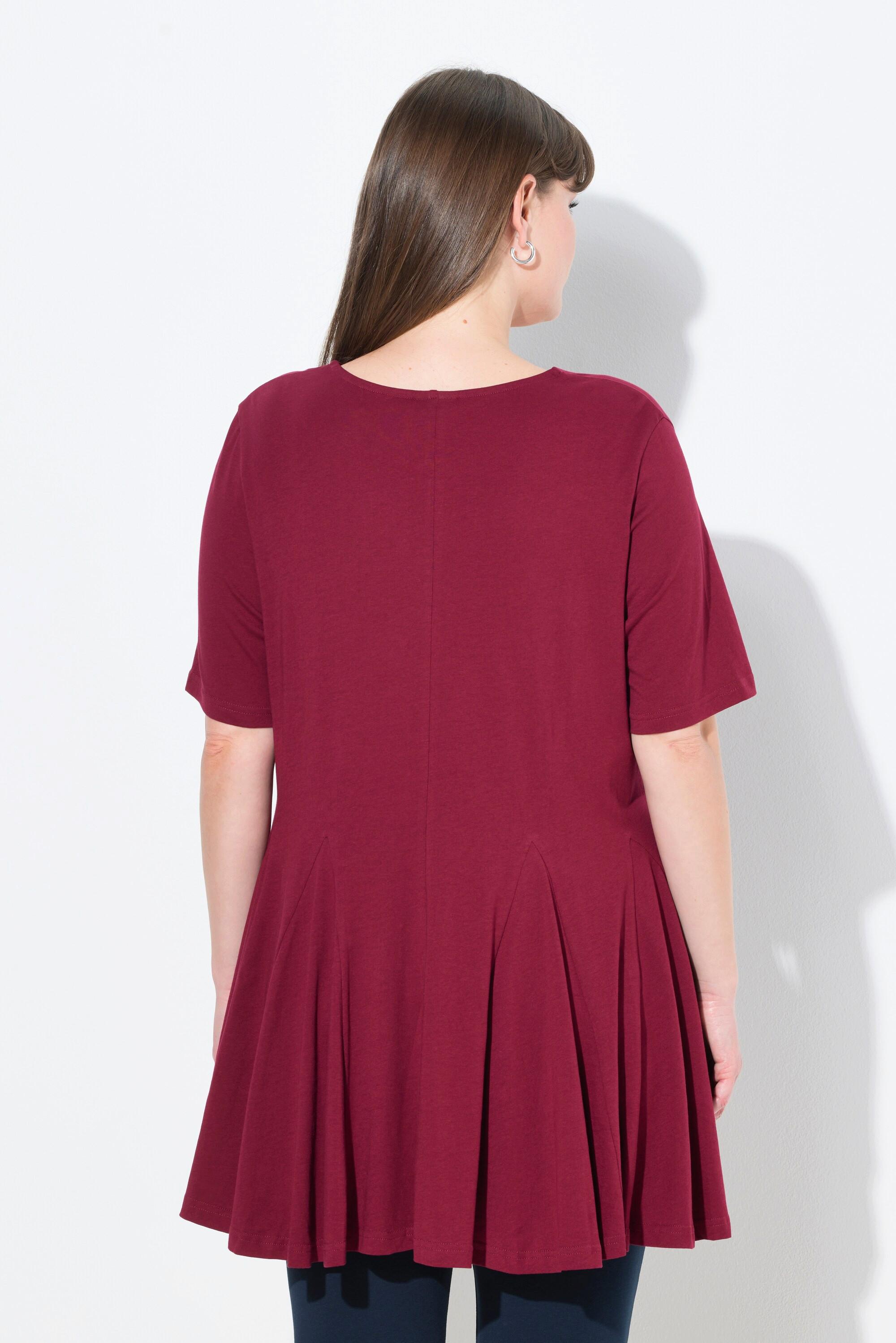 Ulla Popken T-Shirt Taglio Svasato Scollo a Tunica Mezze Maniche  