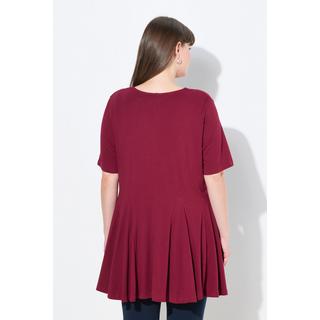 Ulla Popken T-Shirt Taglio Svasato Scollo a Tunica Mezze Maniche  