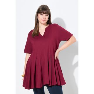 Ulla Popken T-Shirt Taglio Svasato Scollo a Tunica Mezze Maniche  