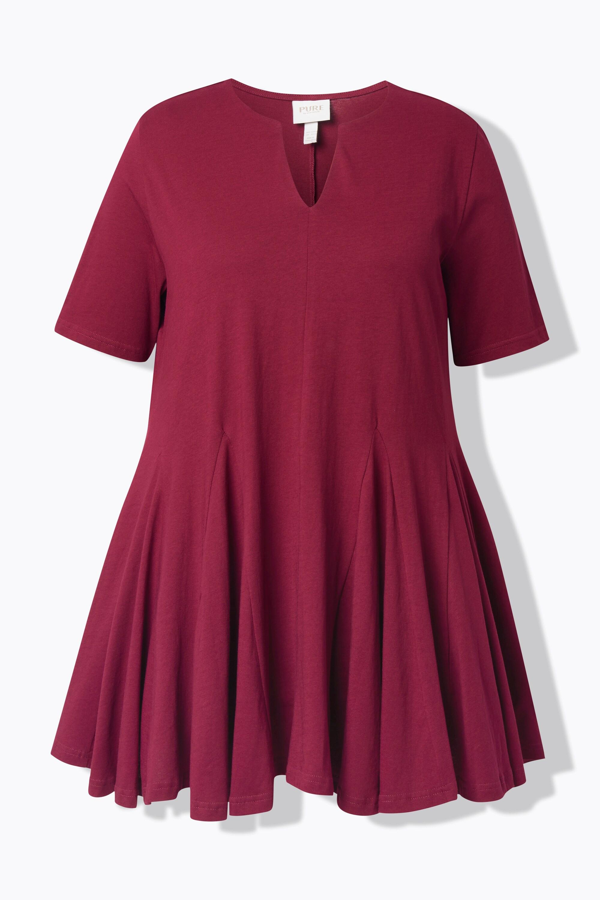 Ulla Popken T-Shirt Taglio Svasato Scollo a Tunica Mezze Maniche  