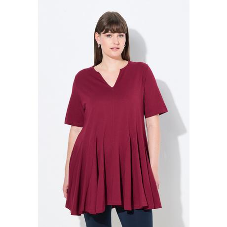 Ulla Popken T-Shirt Taglio Svasato Scollo a Tunica Mezze Maniche  