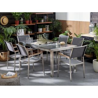 Beliani Ensemble de salle à manger de jardin pour 6 personnes en Granit Industriel GROSSETO  