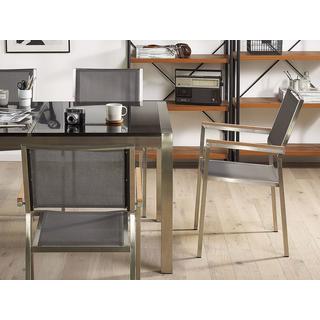 Beliani Ensemble de salle à manger de jardin pour 6 personnes en Granit Industriel GROSSETO  