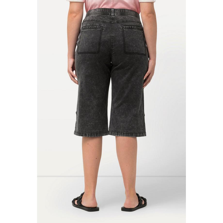 Ulla Popken Used Look Gerade Bein Jeans Bermuda Shorts Elastikbund  