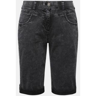 Ulla Popken Bermuda en Jean Used Look Jambe Droite Taille Élastique  