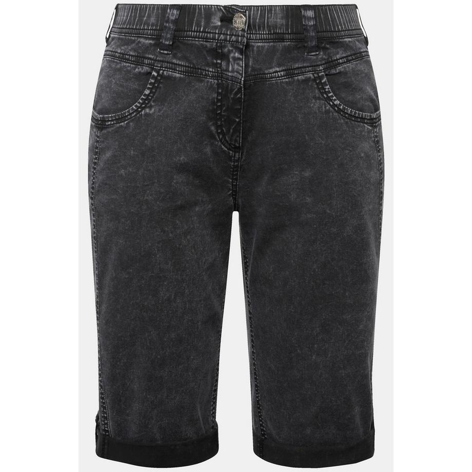 Ulla Popken Used Look Gerade Bein Jeans Bermuda Shorts Elastikbund  
