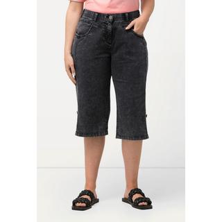 Ulla Popken Bermuda en Jean Used Look Jambe Droite Taille Élastique  