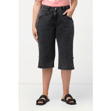 Bermuda di jeans con effetto sdrucito, taglio della gamba dritto e cintura elastica