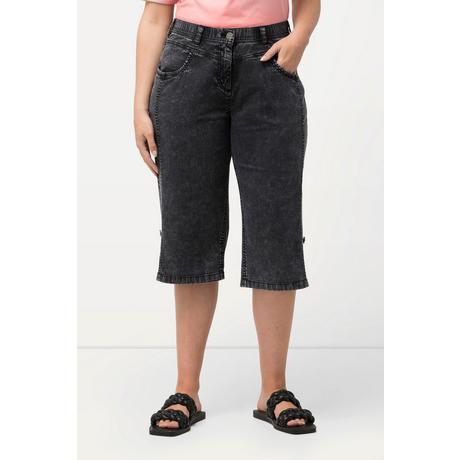 Ulla Popken Bermuda en Jean Used Look Jambe Droite Taille Élastique  