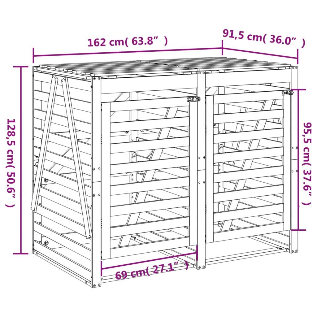 VidaXL Abri pour poubelles double à roulettes bois  