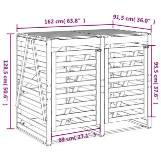 VidaXL Abri pour poubelles double à roulettes bois  