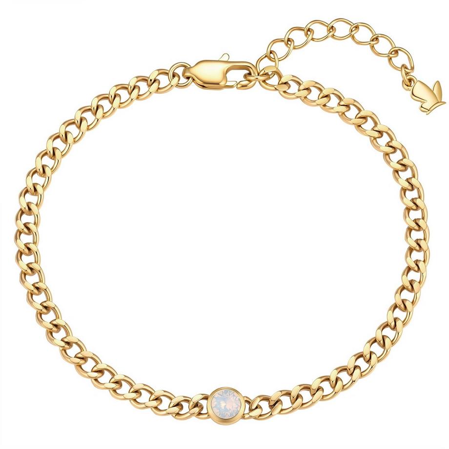 Armband Geburtsstein Juni Edelstahl verziert mit Kristallen von Swarovski