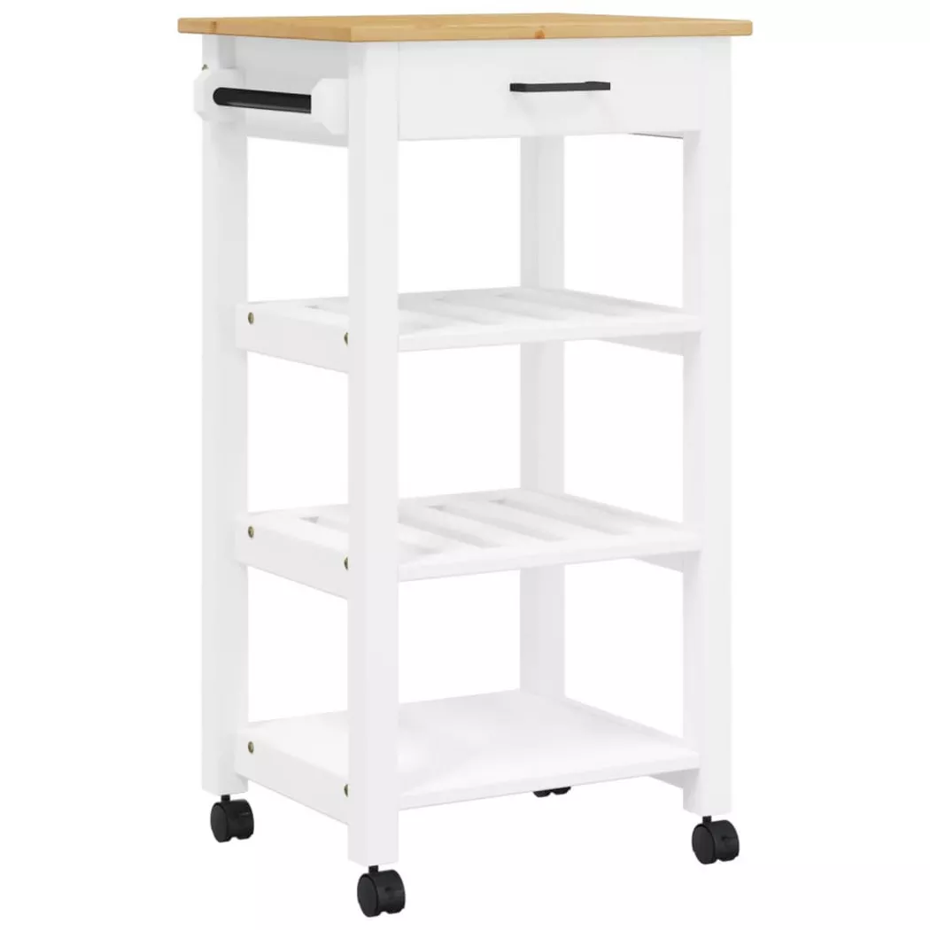 VidaXL - Küchenwagen kiefernholz, One Size, Weiss