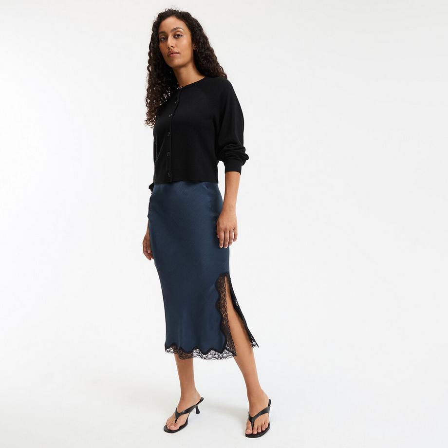 La Redoute Collections Gerade geschnittener Satinrock mit Spitzendetail  