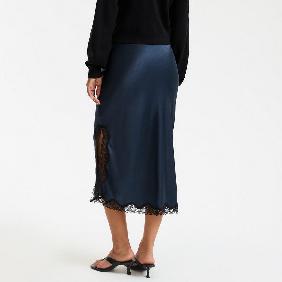 La Redoute Collections Gerade geschnittener Satinrock mit Spitzendetail  