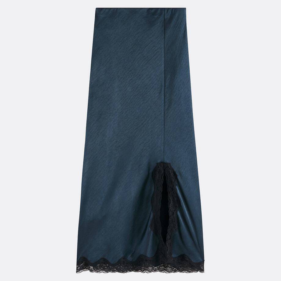 La Redoute Collections Gerade geschnittener Satinrock mit Spitzendetail  