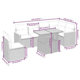 VidaXL Ensemble de canapés de jardin rotin synthétique  