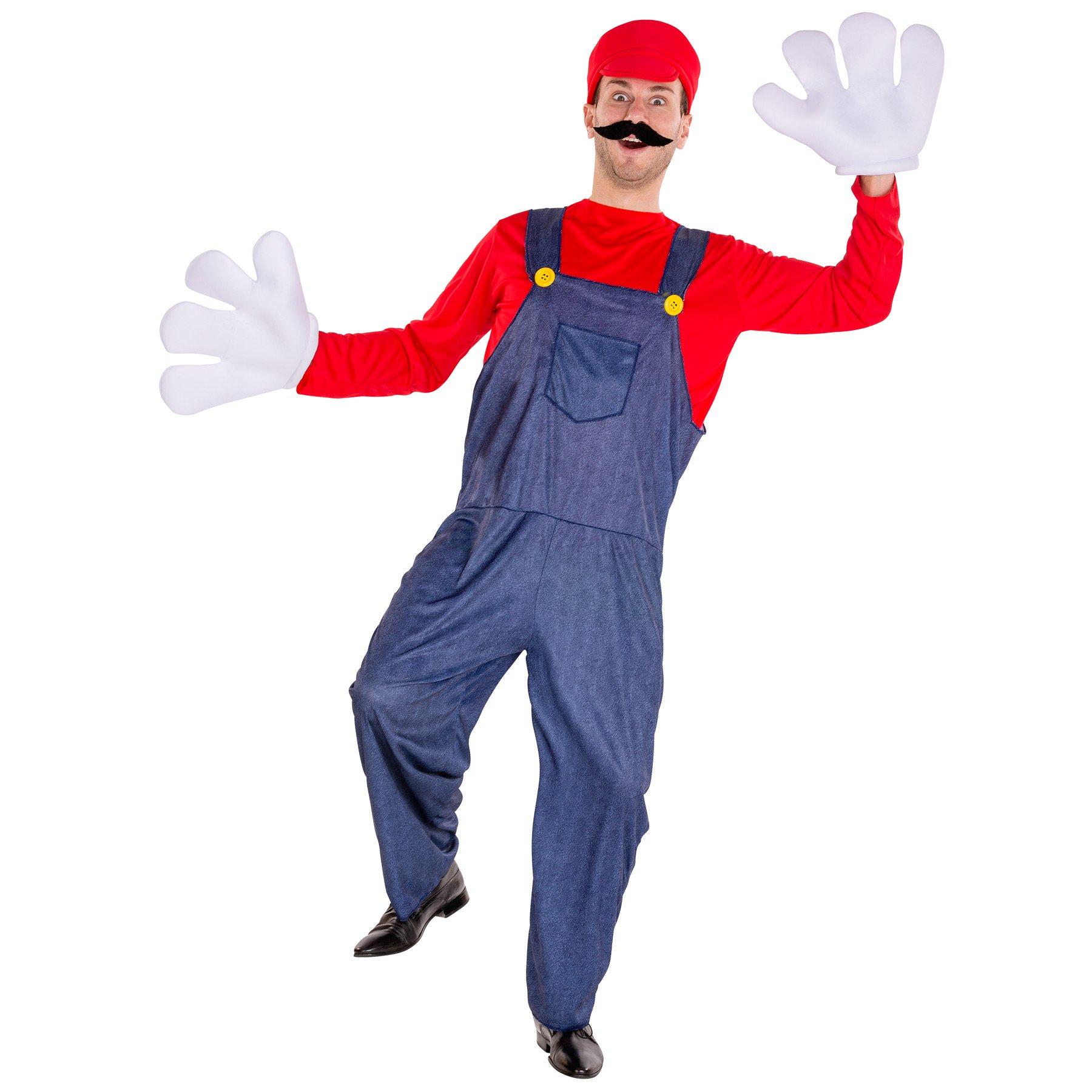 Image of Herrenkostüm super Klempner Mario Rot