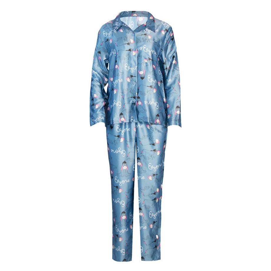 Schlafanzug Mit Langer Hose, Satin, Gerades Bein